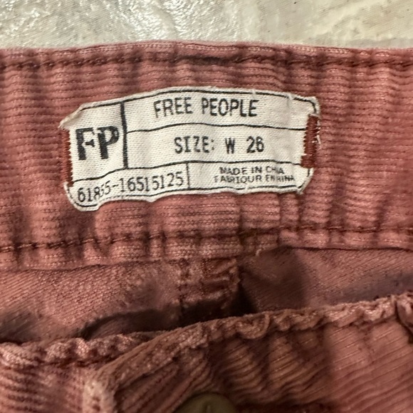 Free People Women's Pink Corduroy Jeans size 26 - Picture 4 of 6